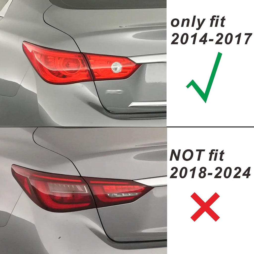 Tail Light Covers Guards Fit for Infiniti Q50 2014 2015 2016 2017, Smoked Black Rear Light Protective Cover Guards Trim Set Exterior Accessories