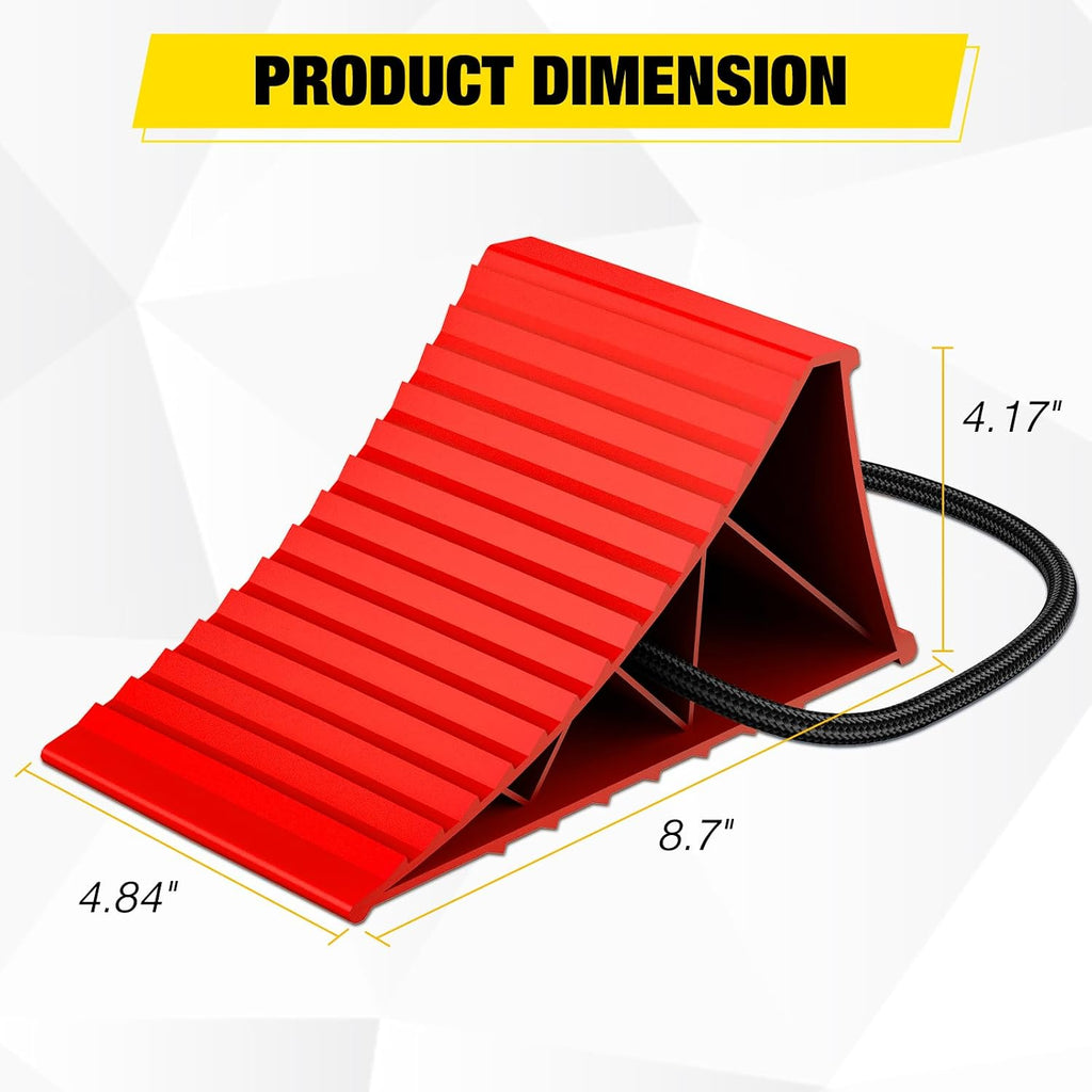 Nilight Wheel Chocks, Heavy Duty Wheel Stopper for Car, Truck, RV, Trailer, Caravan, Motorcycle, 8.7" x 4.8" x 4.2", 2-Pack(Red)