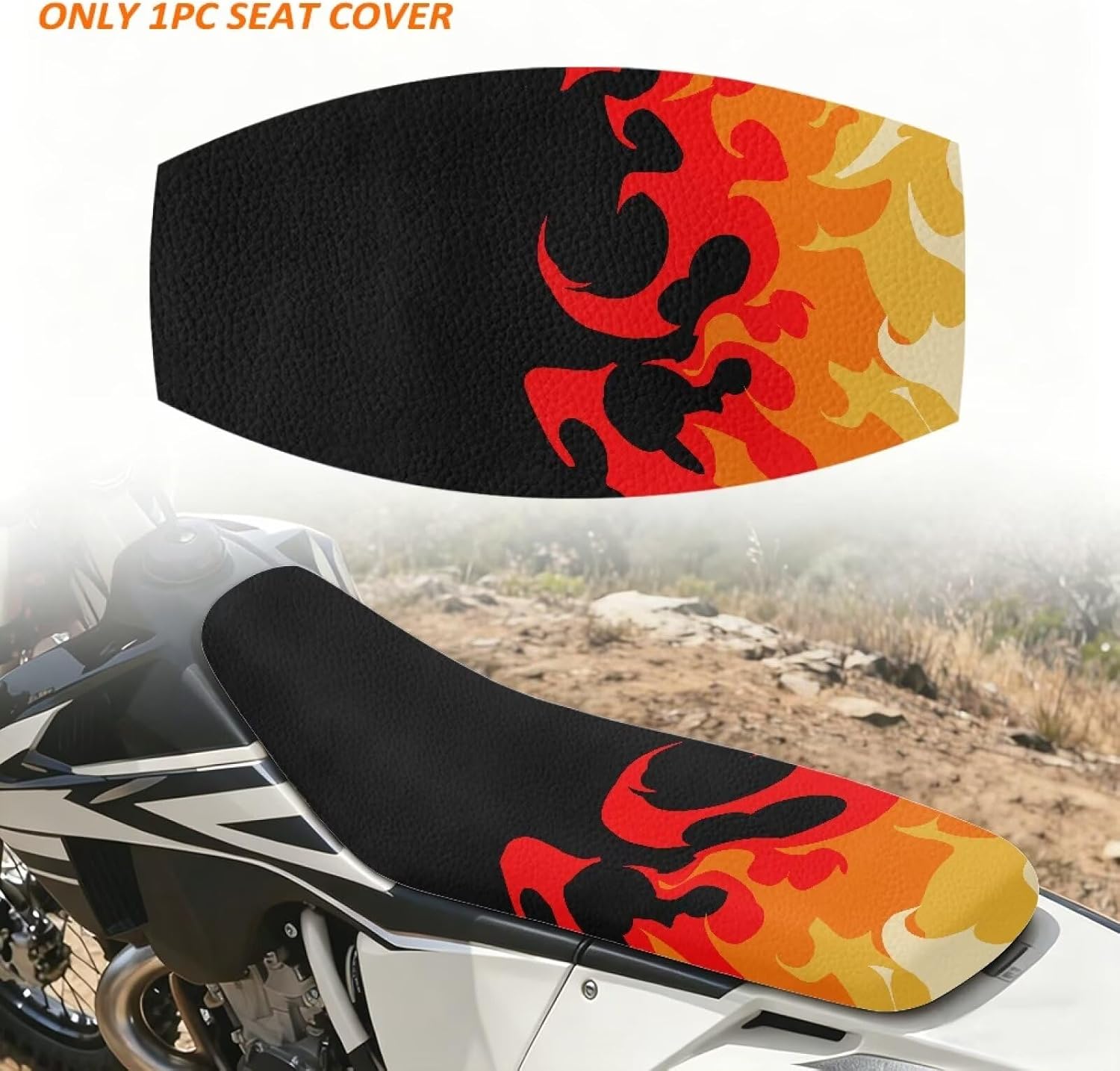 Fire Flame Dirt Bike Seat Cover Anti Slip Motorcycle Seat Cover Full Protection for E Dirt Pit Bike Ebike Motocross Motorcycle Enduro KX KLX 65 80 85 100 110 250 450