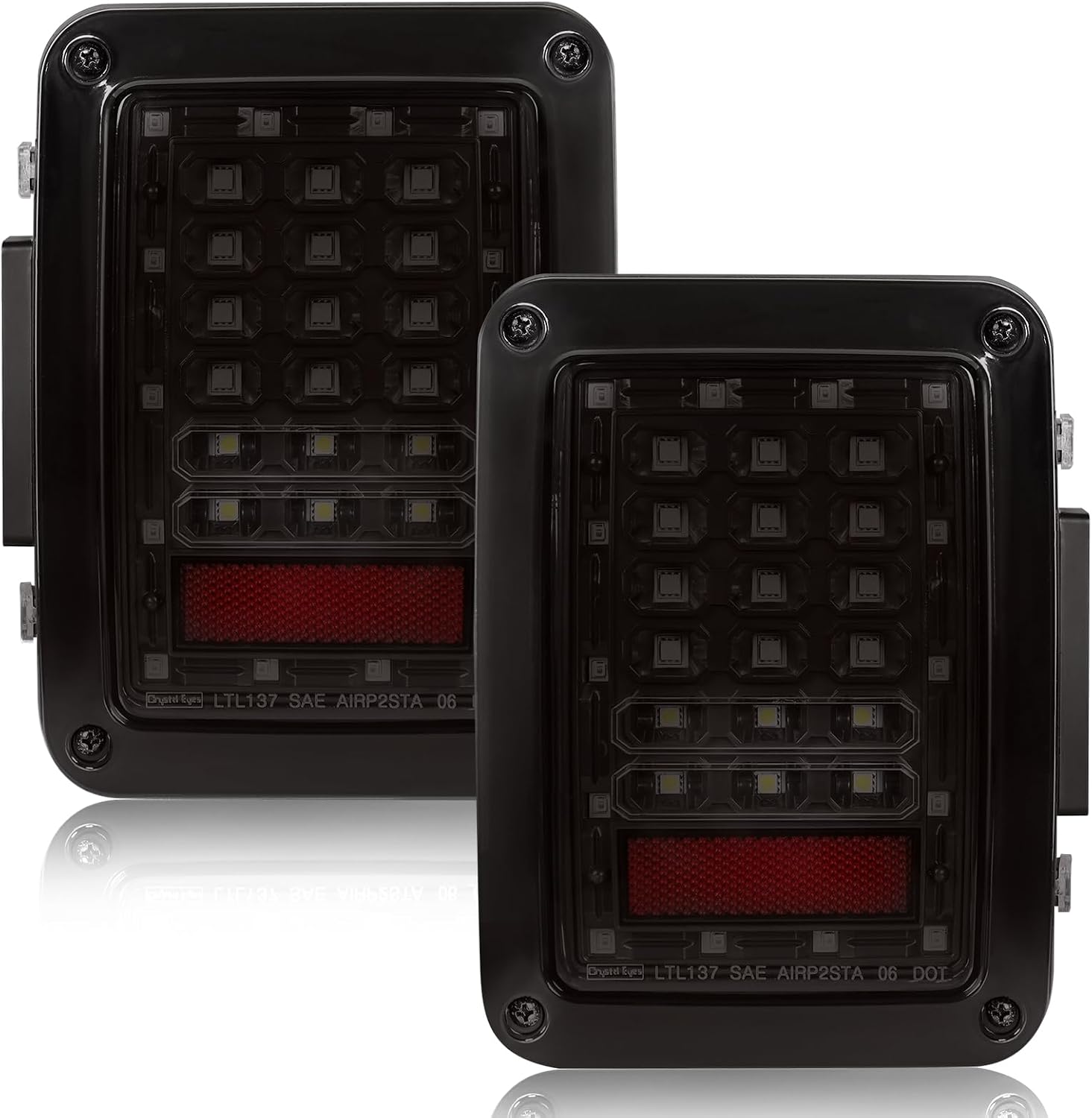 MAYELLO LED Tail Lights Compatible with Jeep Wrangler JK JKU 2007-2018 Smoked Lens w/Brake Light Running Light Reverse Lights 2PCS