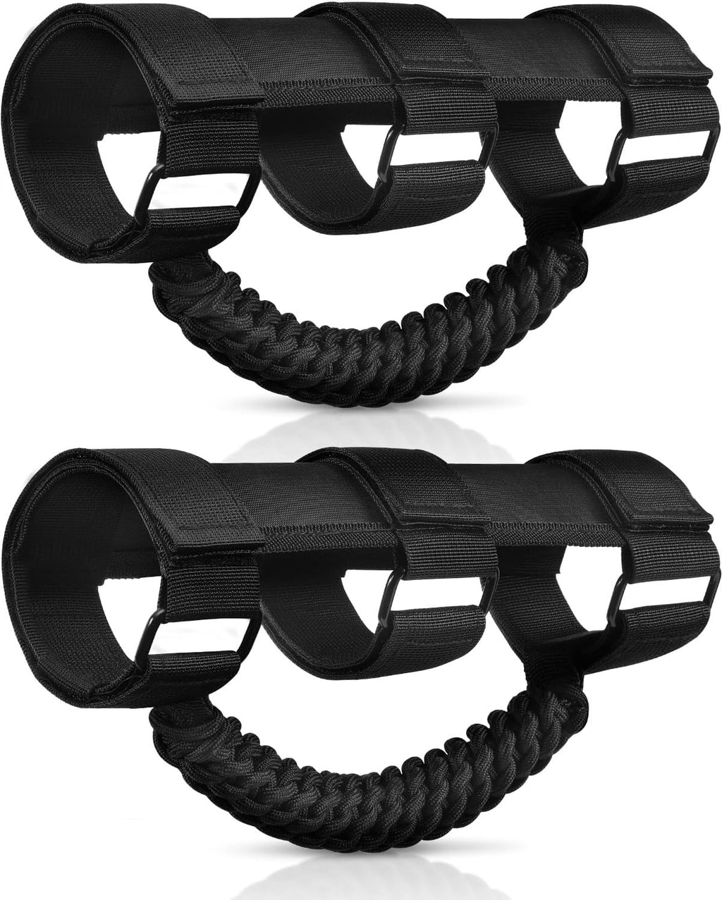 moveland Upgrade Roll Bar Grab Handles - Paracord Grab Handles for 1955-2023 Jeep Wrangler JL, JK, TJ, YJ & Jeep Gladiator Accessories - Premium Grade Nylon Materials, Strong(Black)