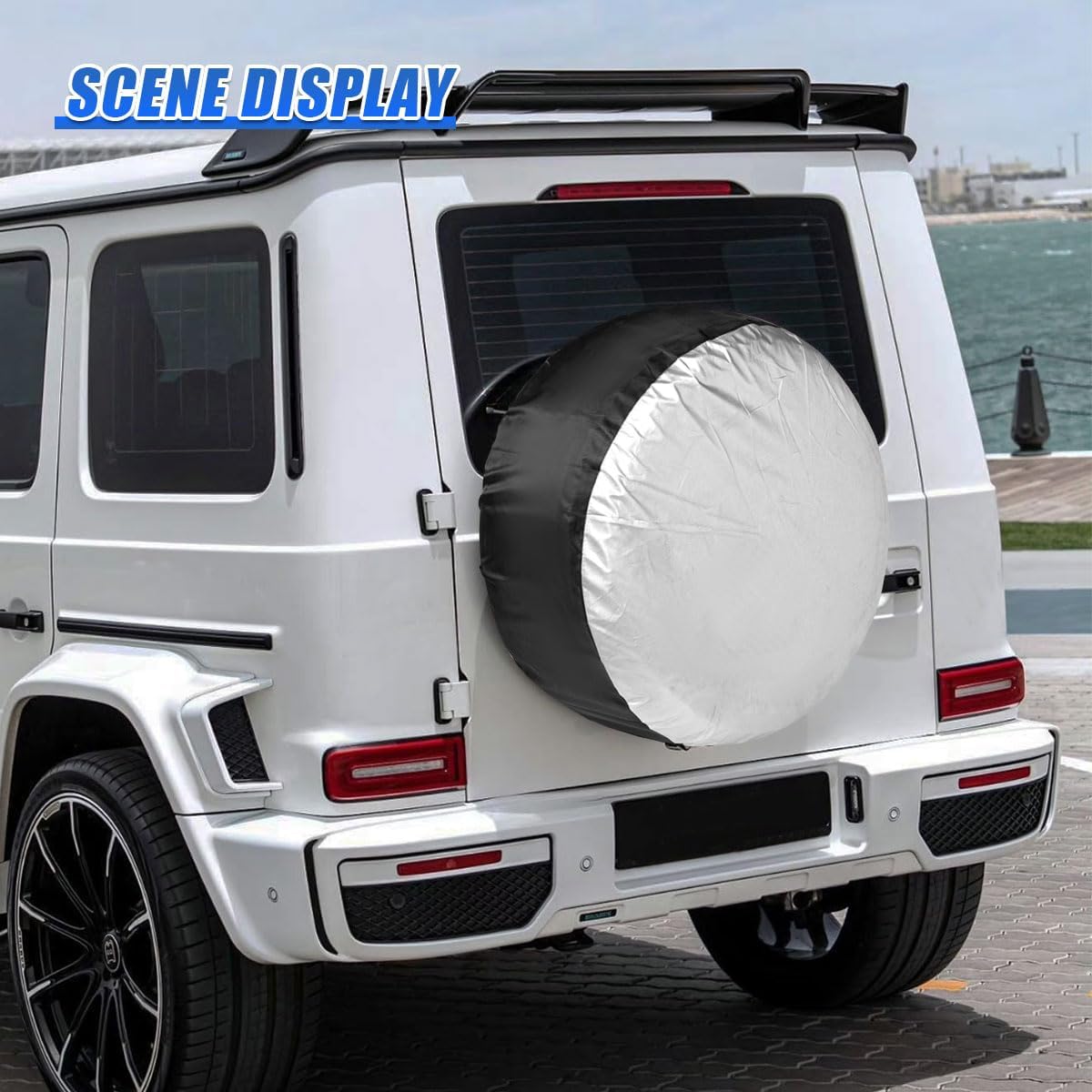 4PCS Car Tire Cover Set, Waterproof Dustproof Auto Spare Tire Storage Bag with Handle, Sun Rain Snow Vehicle Wheel Protector Cover, Fits 13-18 Inch Tires Diameter RV, SUV, Trailer(S)