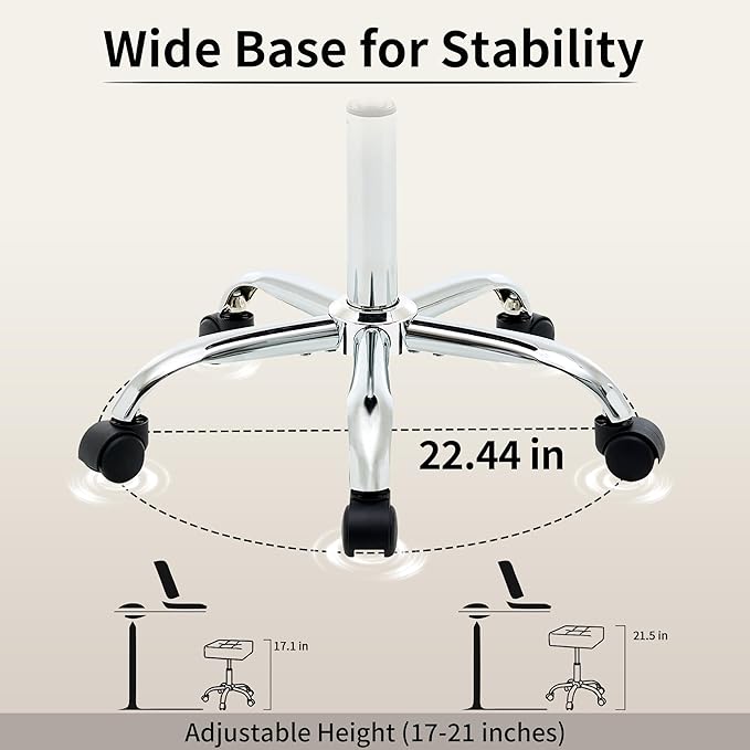 Rolling Stool Adjustable Height Multifunctional Nail Tattoo Vanity Massage Stool - Image 4