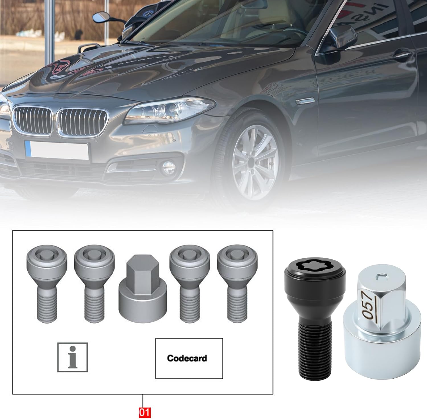 36136792851 Wheel Stud Bolt Locks 14 x 1.25MM Compatible for BMW 2009-2024 F20 F46 F45 F23 F10 F07 Replace#000000B728 36132453961 36136779693 36136782987