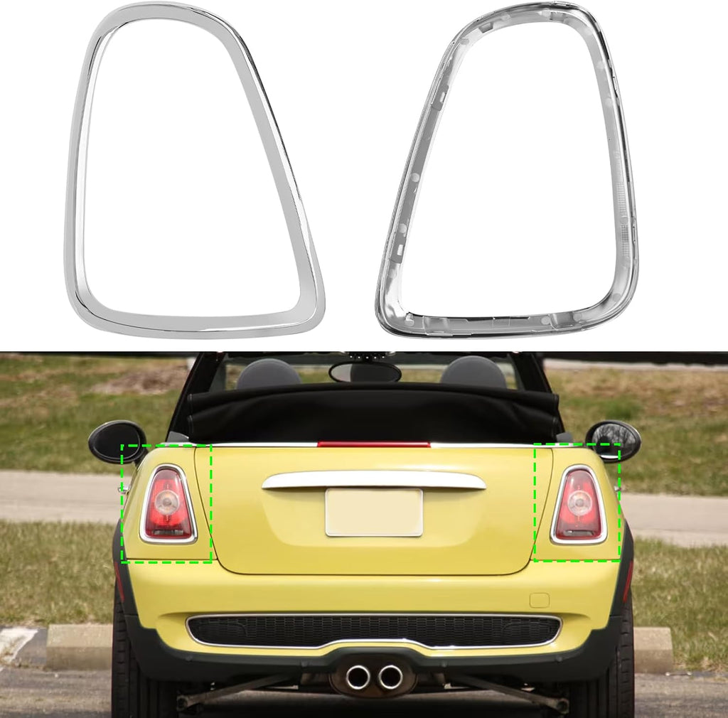 Compatible with MINI Cooper Taillight Trim Ring 2007-2014,R55 R56 R57 Rear Tail Light Lamp Assembly Cover Bezel for Driver Passenger Side,Replacement 51132752243,51132752244,Chromed,1 Pair
