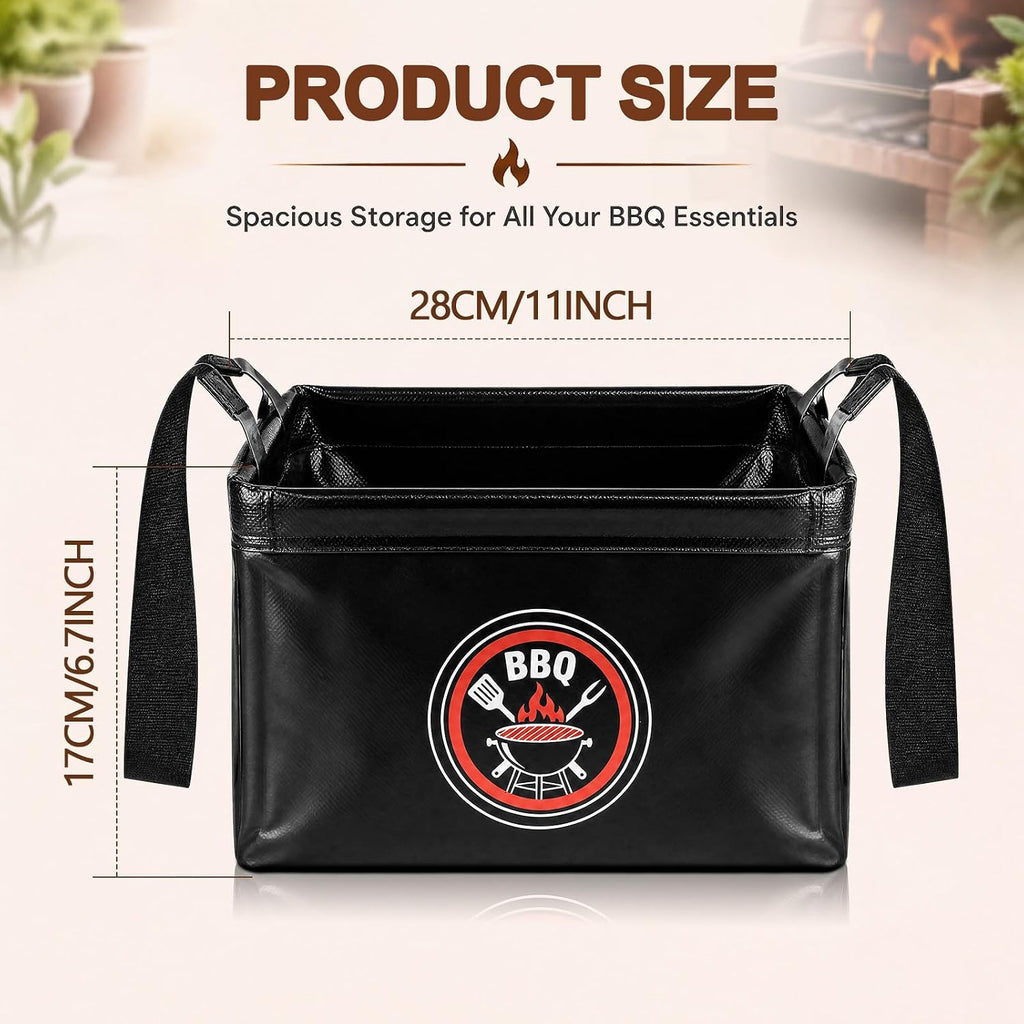 Mifoci Black 15L Grill Brush Water Bucket Dunk Tank, Large Capacity Square Foldable Collapsible Cleaning Bucket with Support Frame for BBQ Grill Tool Cleaning, Camping and Outdoor Use
