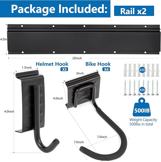Sinoer Bike Storage Rack, Bike Storage Hanger, 4 Bikes + 3 Helmets Heavy Duty - Image 4