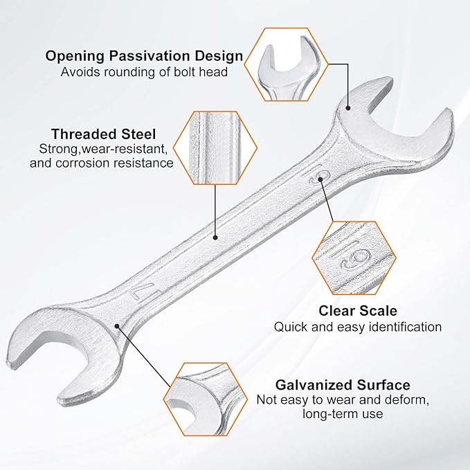 HARFINGTON 2pcs Double Open End Wrench 17mm x 19mm Metric 15 Degree Offset - Image 4