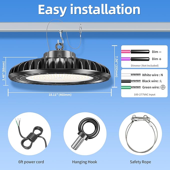 500W LED High Bay Light 72, 500LM DLC ETL Listed Industrial Grade UFO Light - Image 6