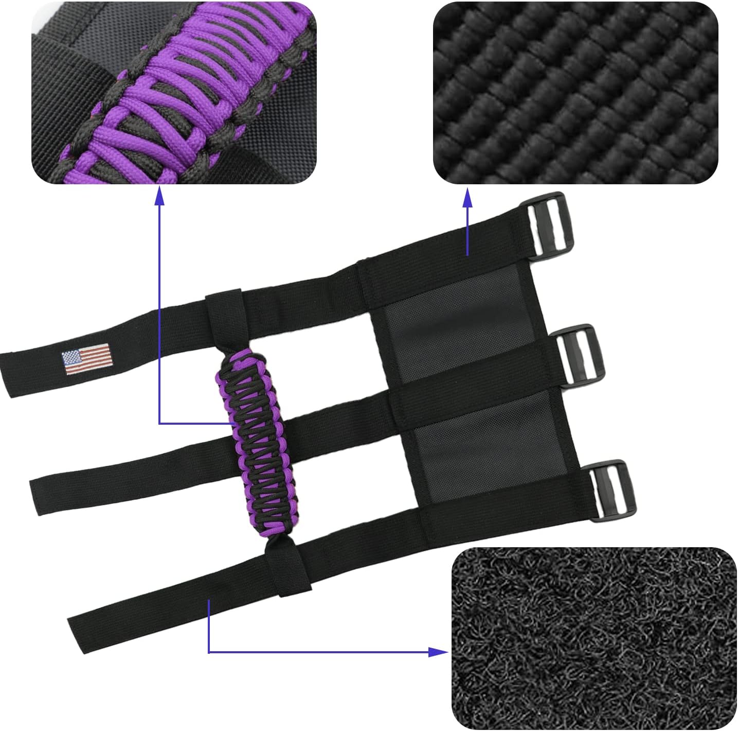 4 X Roll Bar Grab Handles Grip Handle Compatible with Jeep Wrangler JLU JK JKU TJ YJ LJ JT JL & Gladiator JT 1955-2022 UTV & ATV(Purple)