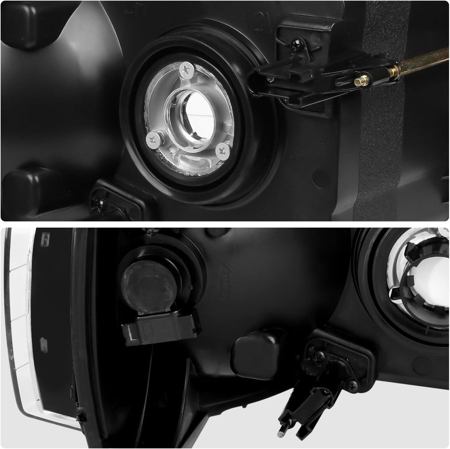 DNA MOTORING Pair Headlights Compatible with 02-05 Dodge Ram 1500 2500 3500, Left & Right, Black Housing Clear Corner, HL-OH-DR02-BK-CL1