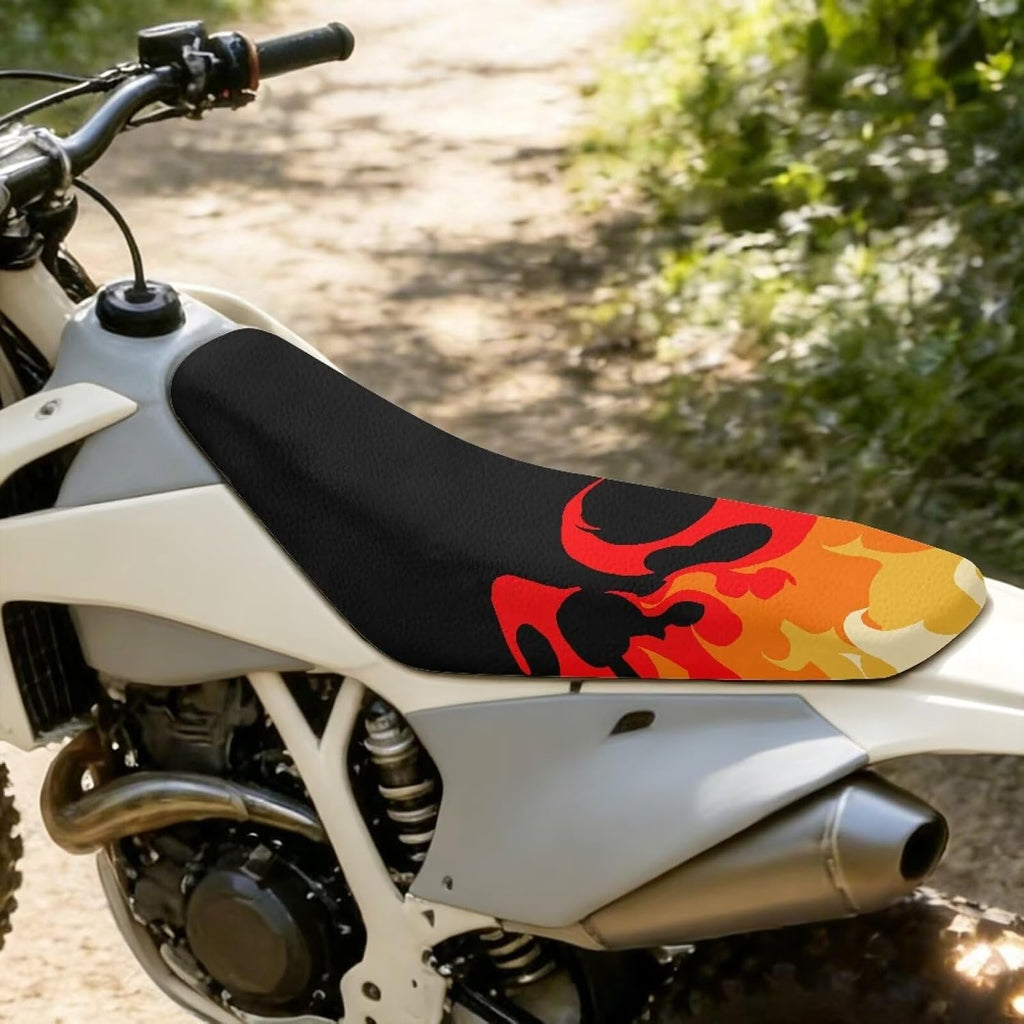 Fire Flame Dirt Bike Seat Cover Anti Slip Motorcycle Seat Cover Full Protection for E Dirt Pit Bike Ebike Motocross Motorcycle Enduro KX KLX 65 80 85 100 110 250 450