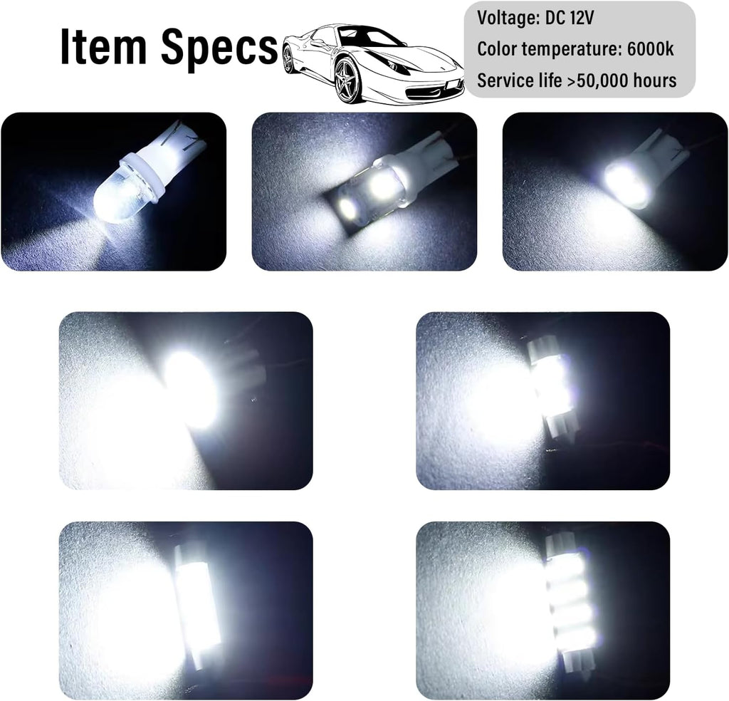 42pcs car Interior lamp kit with Dual Pointed Reading/Interior Door lamp that do not Require Batteries and are Easy to Install | Durable Structure, Automotive Lighting Accessories