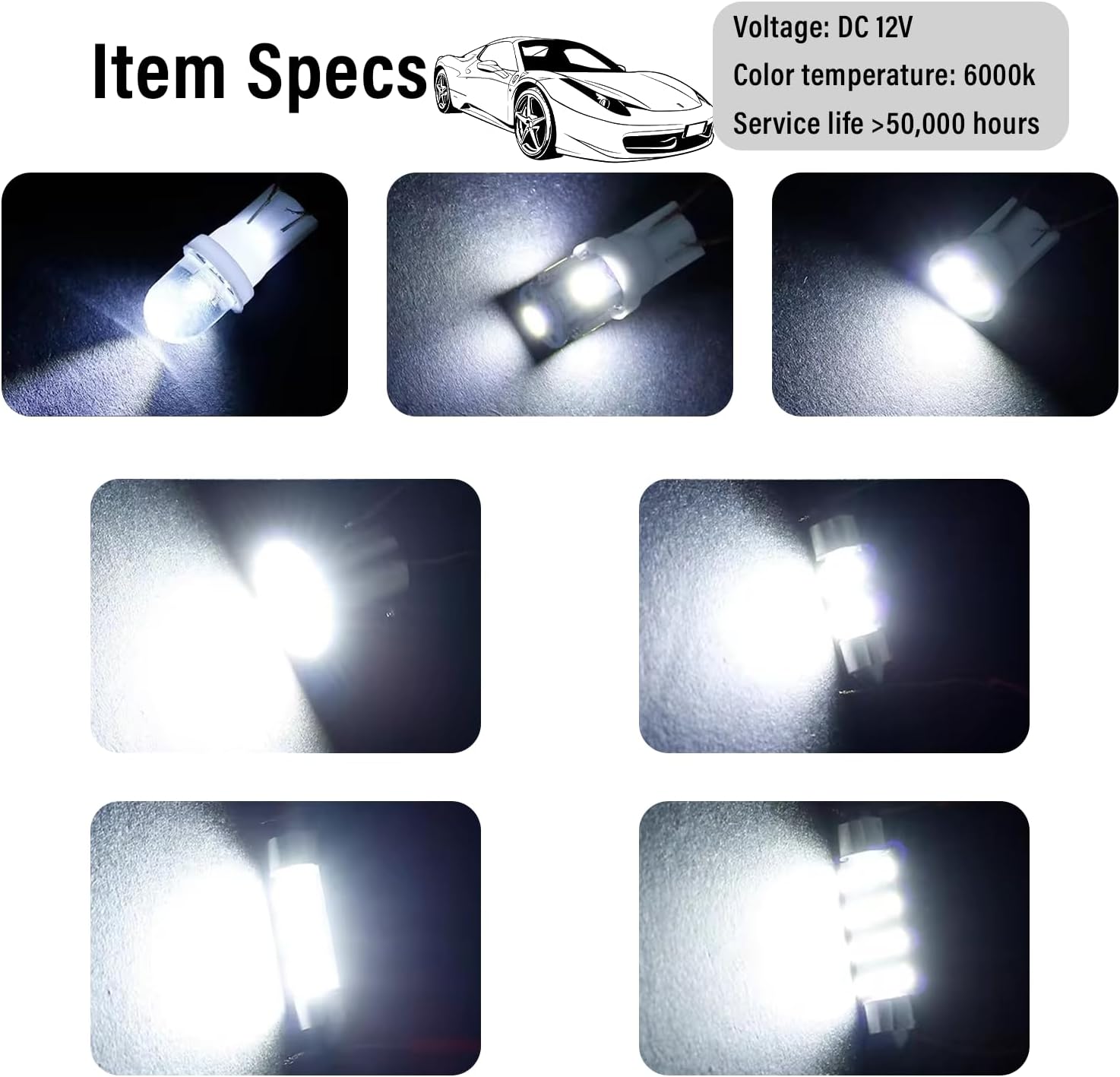 42pcs car Interior lamp kit with Dual Pointed Reading/Interior Door lamp that do not Require Batteries and are Easy to Install | Durable Structure, Automotive Lighting Accessories