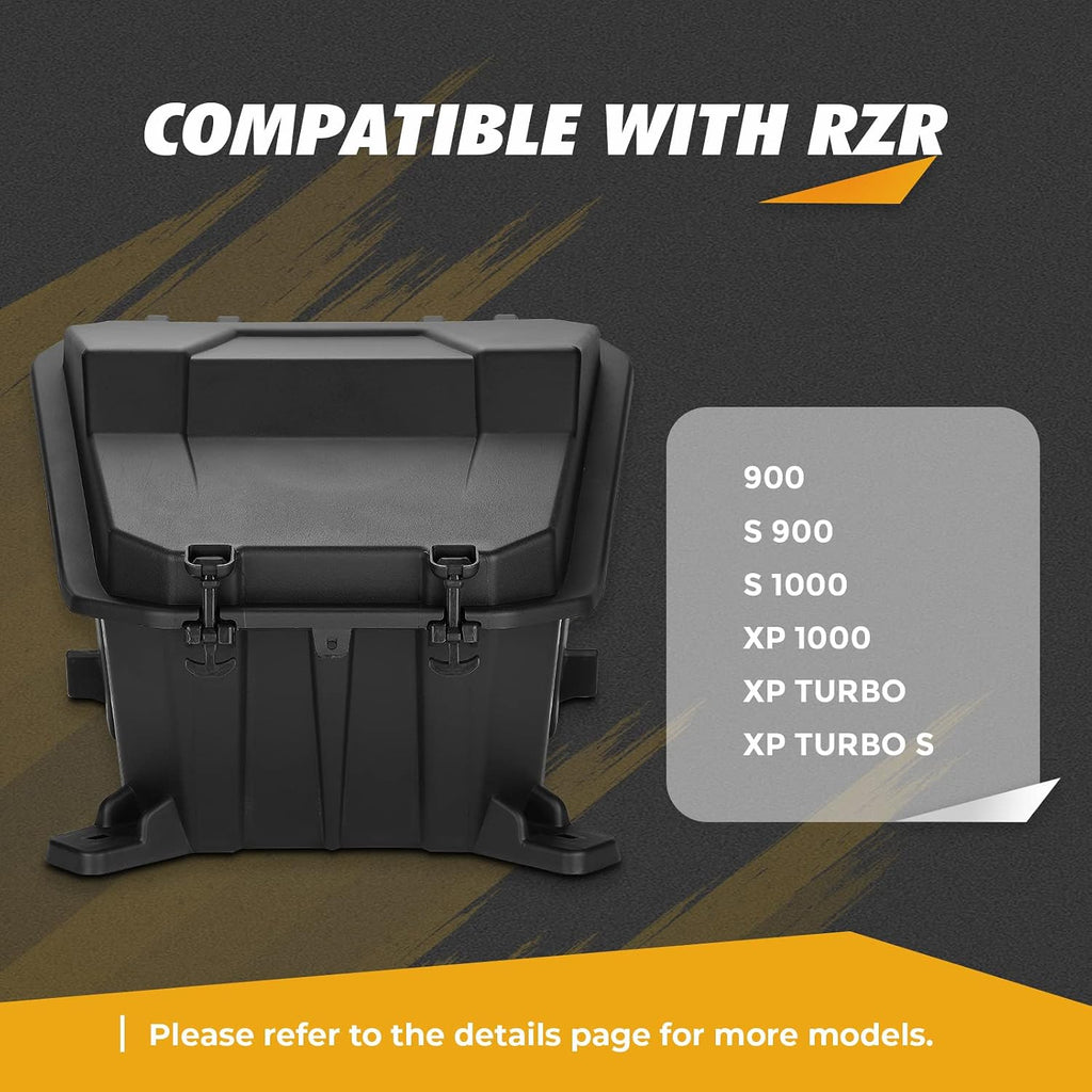 KEMIMOTO UTV Rear Cargo Box 69 QT Storage Box Compatible with Polaris RZR 900 S 1000 XP Turbo S RZR XP 1000 Cargo Bed Box 2881193 Low-Density Polyethylene Cargo Storage Box