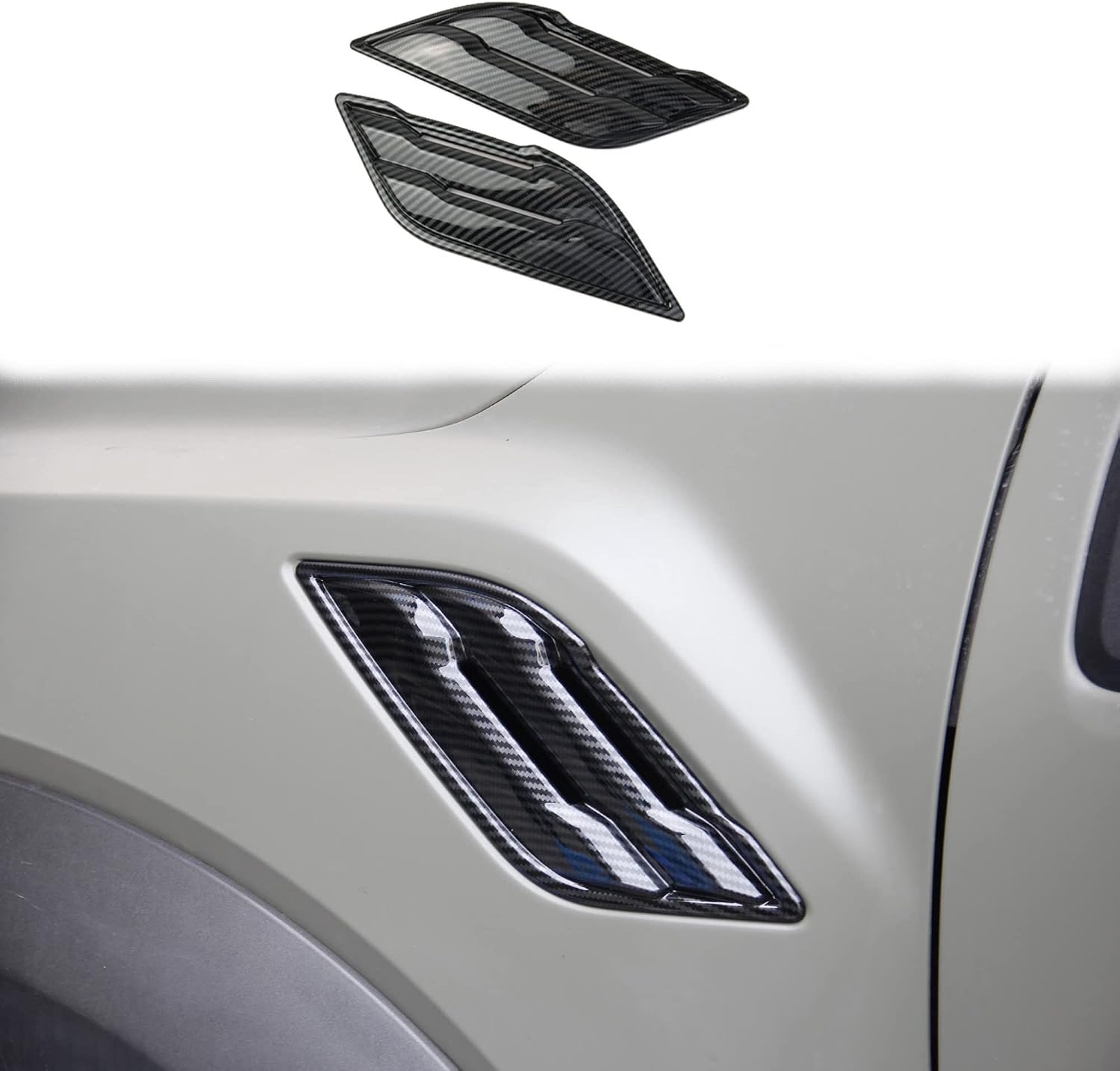 Front Side Fender Vent Chrome Cover Trims for 2017 2018 2019 2020 Ford F150 Raptor Accessories (Carbon Fiber)