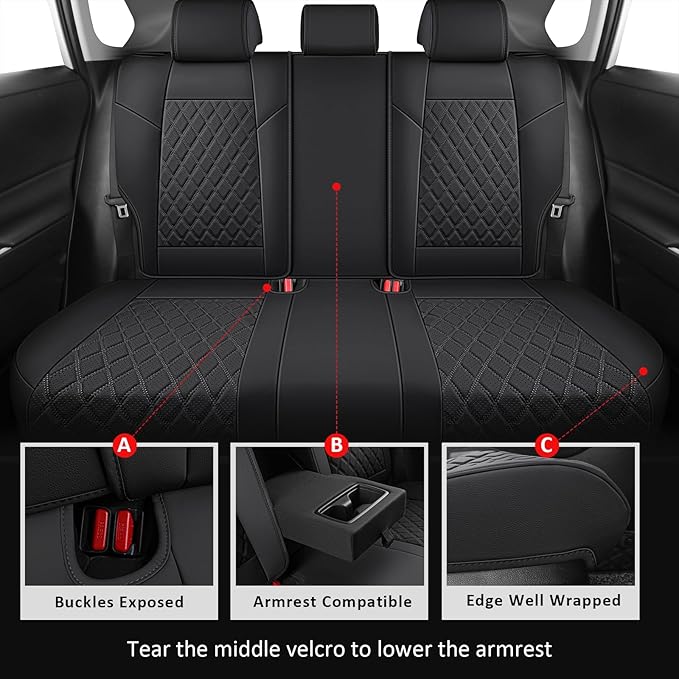 MIROZO Rav4 Seat Covers Full Set, Waterproof Car Seat Covers Faux Leather Seat - Image 4