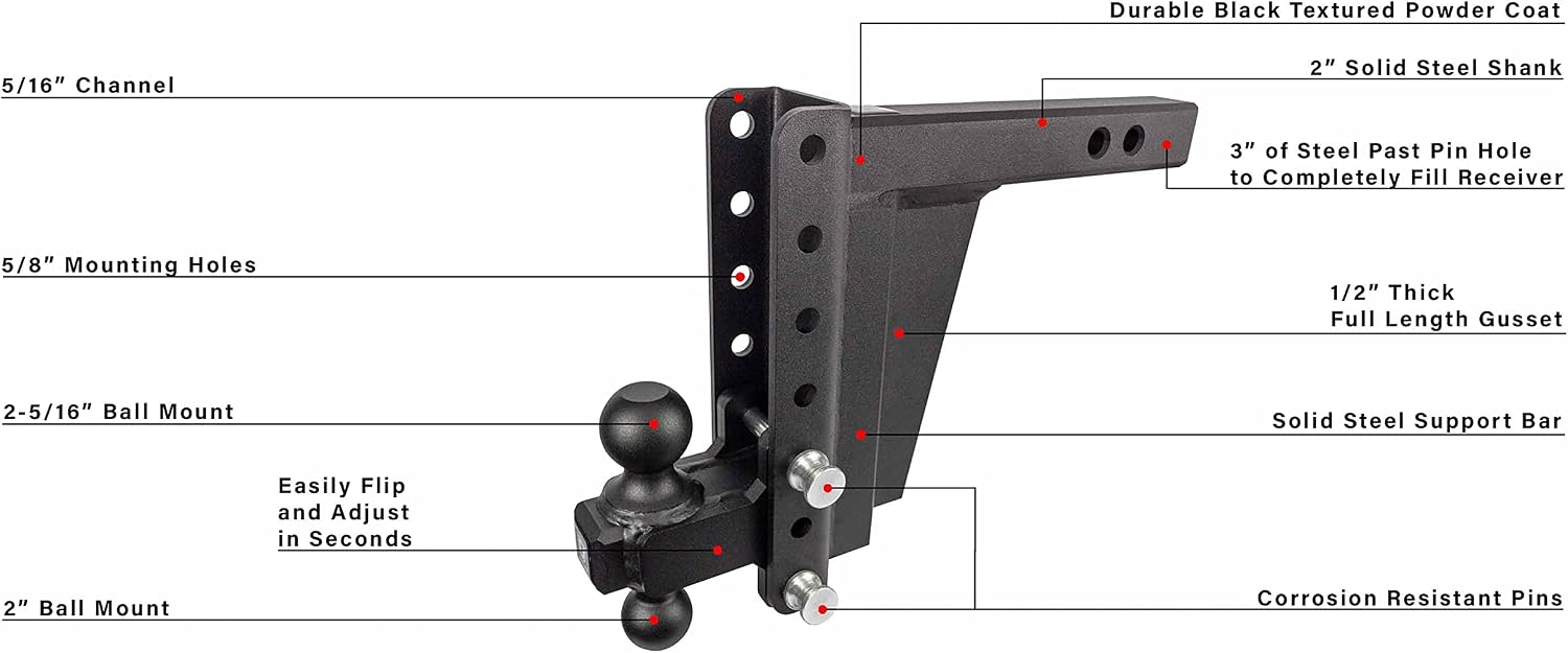 Bulletproof 2.0" Extreme Duty 8" Drop/Rise Hitch