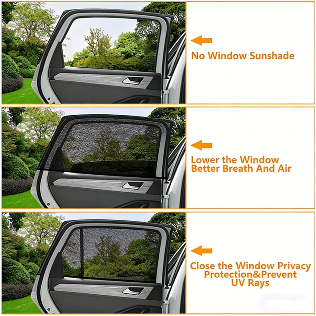 4 Pack Car Window Shades - Car Window Shades, Sun Shades, UV Protection Breathable Spandex Baby Window Covers, Universal Fit Most of Cars, Protect Privacy for Family Black