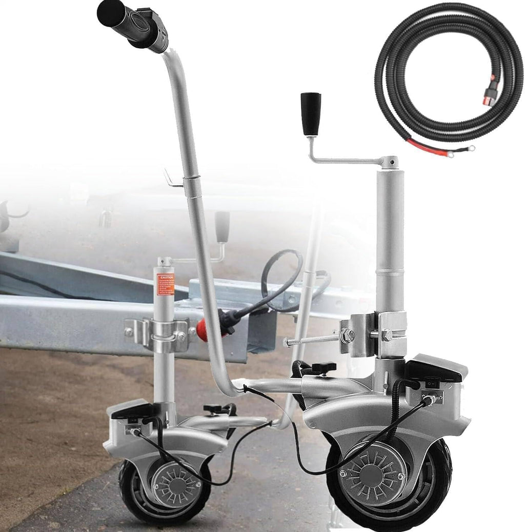 12V Motorised Trailer Jack Electric Dolly, 5000lbs Towing Capacity, Aluminium Wheel Mover, 23ft/min Speed, for Caravan and Boat Trailers, 350W Power