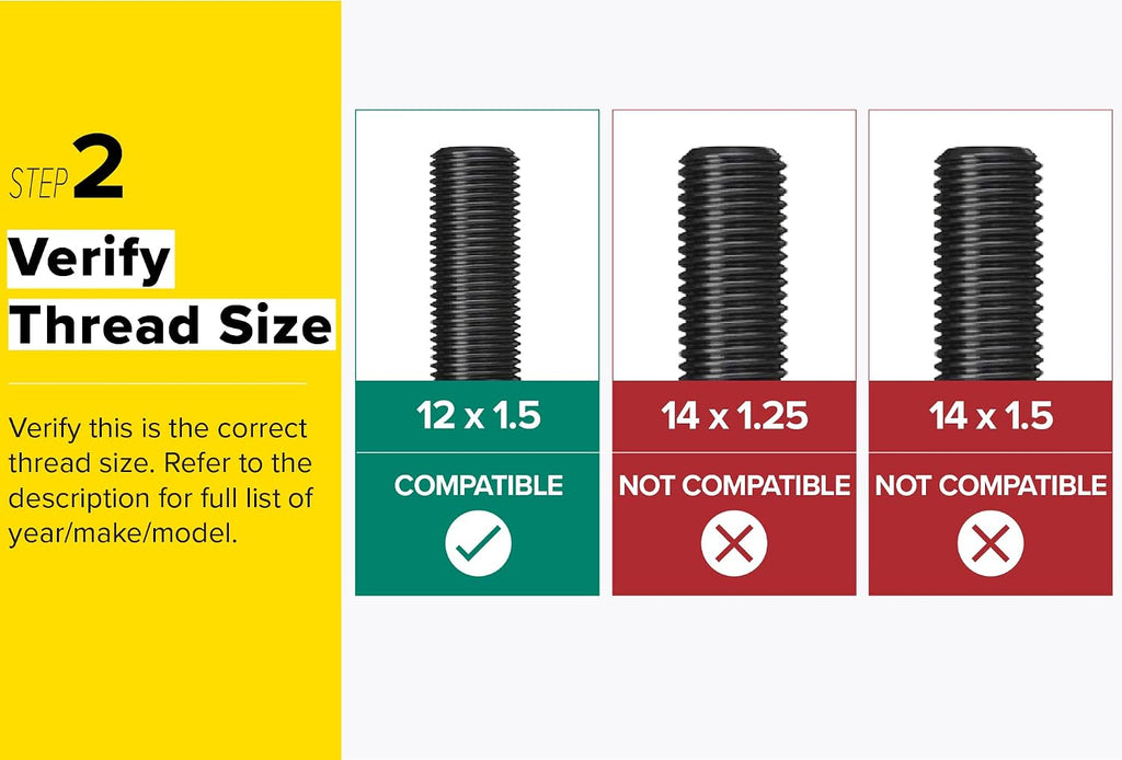 10pcs Extended Lug Bolts - 12x1.5, 42mm Shank (Not OEM Length), Cone Seat - Compatible with BMW 128i 135i 318i 320i 325i 328i 335i M3 525i 528i 530i 535i M5 Z3 Z4 E36 E46 E60 E90 E92 E93 - Black