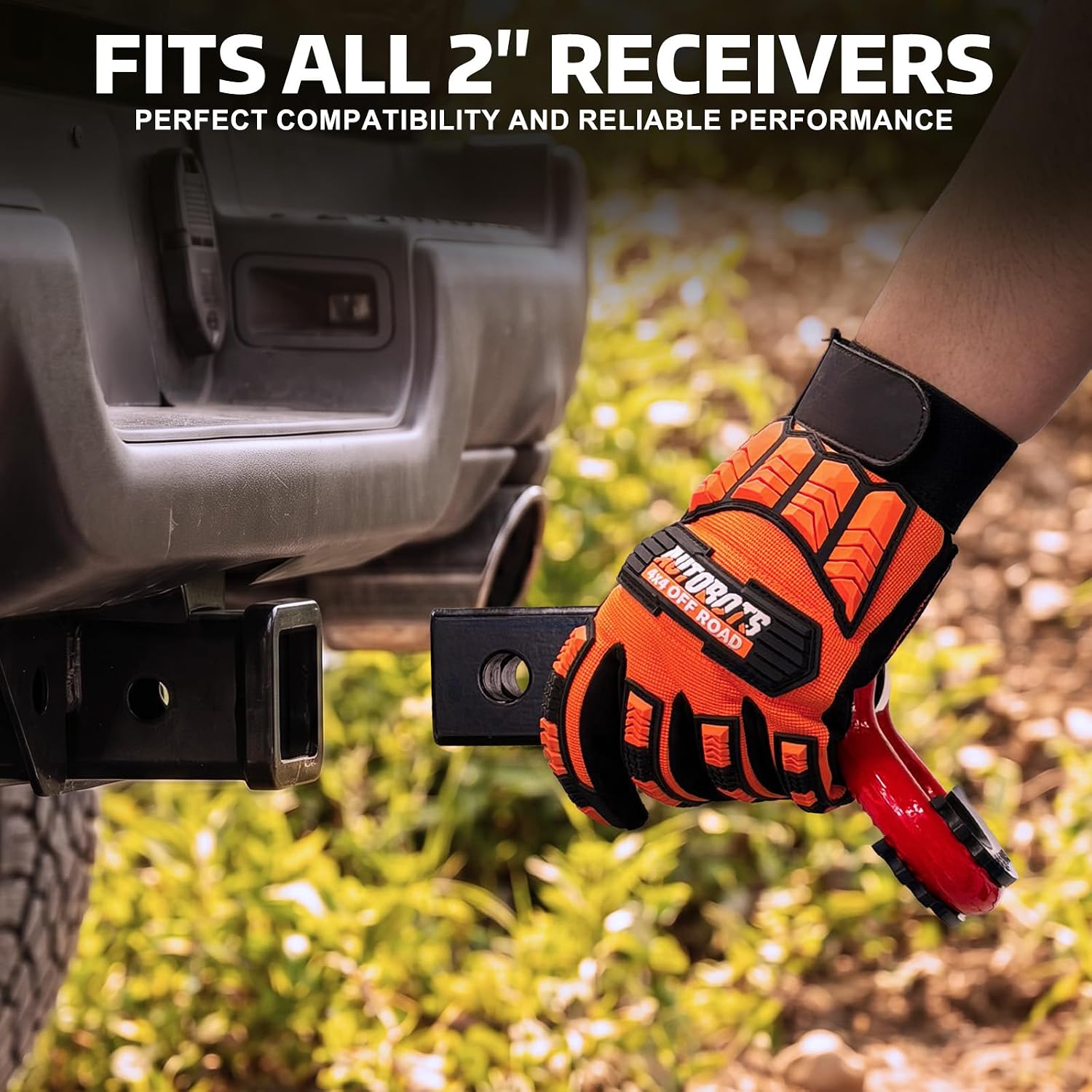 AUTOBOTS Shackle Hitch Receiver 2", Heavy Duty Recovery Hitch Red Black | Max 45,000 Lbs, with 3/4" Shackle, Fits 2" Receiver Hitches, Towing Offroad Accessories for Overlanding Truck, Jeep,4x4