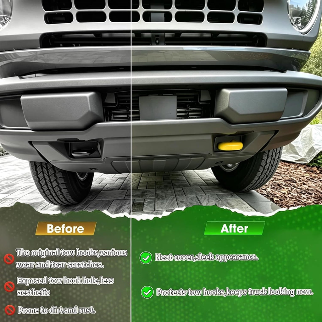 Tow Hook Cover for 2004-2026 Ford F-150 & 2021-2026 Bronco Base/Big Bend/Outer Banks, Compatible with 2017-2021 Toyota Tundra, F150 Accessories, Silicone Tow Hook Covers, Yellow (2 Pack)