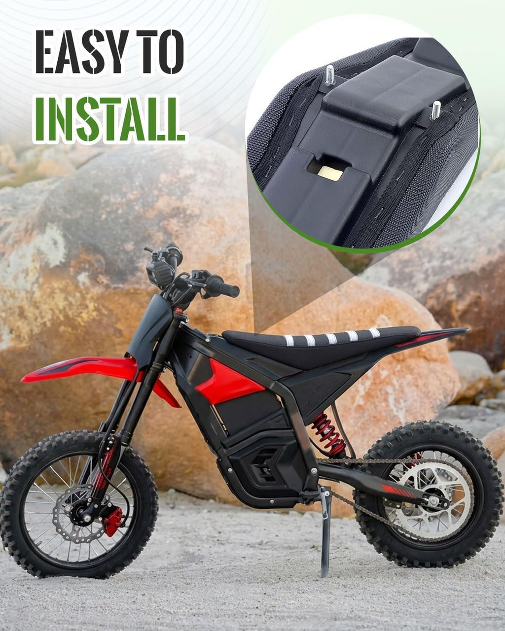 Seat Cover Fit for Yozma in 10, White Stripe Non-Slip Motorcycle Cushion Cover, for Electric Dirt Bike Ebike
