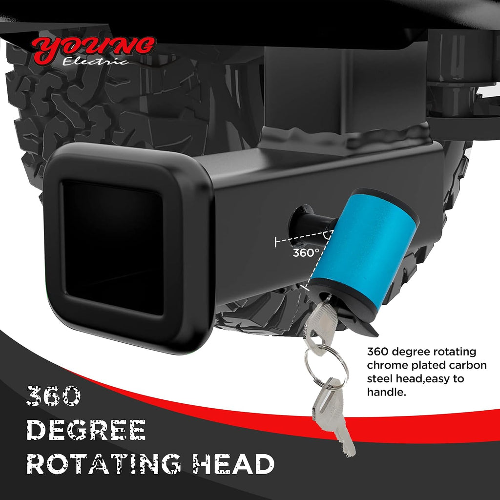 Young Electric M16 Anti-Rattle Lock Hitch Pin for Hitch, Blue, Compatible with Young OutfitR Bike Racks 200LBS Capacity Models.