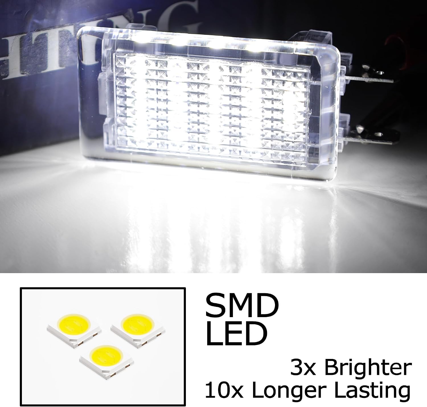 iJDMTOY Super Bright 2W High Power Xenon White Full LED Luggage, Glove Box, Cargo Area Light Assembly Compatible With BMW E30 E36 3 Series, E34 5 Series MINI R50 R52 R53, etc