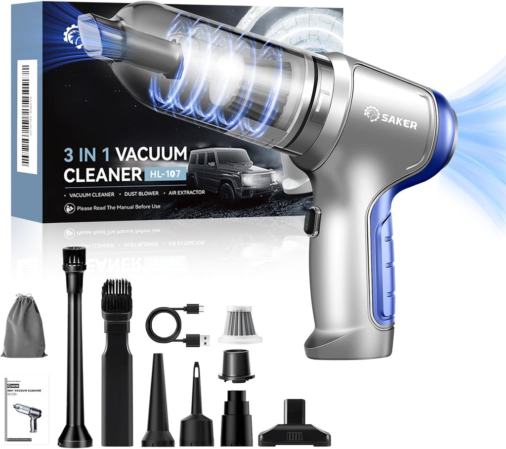 Saker Car Vacuum Portable Cordless 15000PA, 3 in 1 Handheld Vacuum