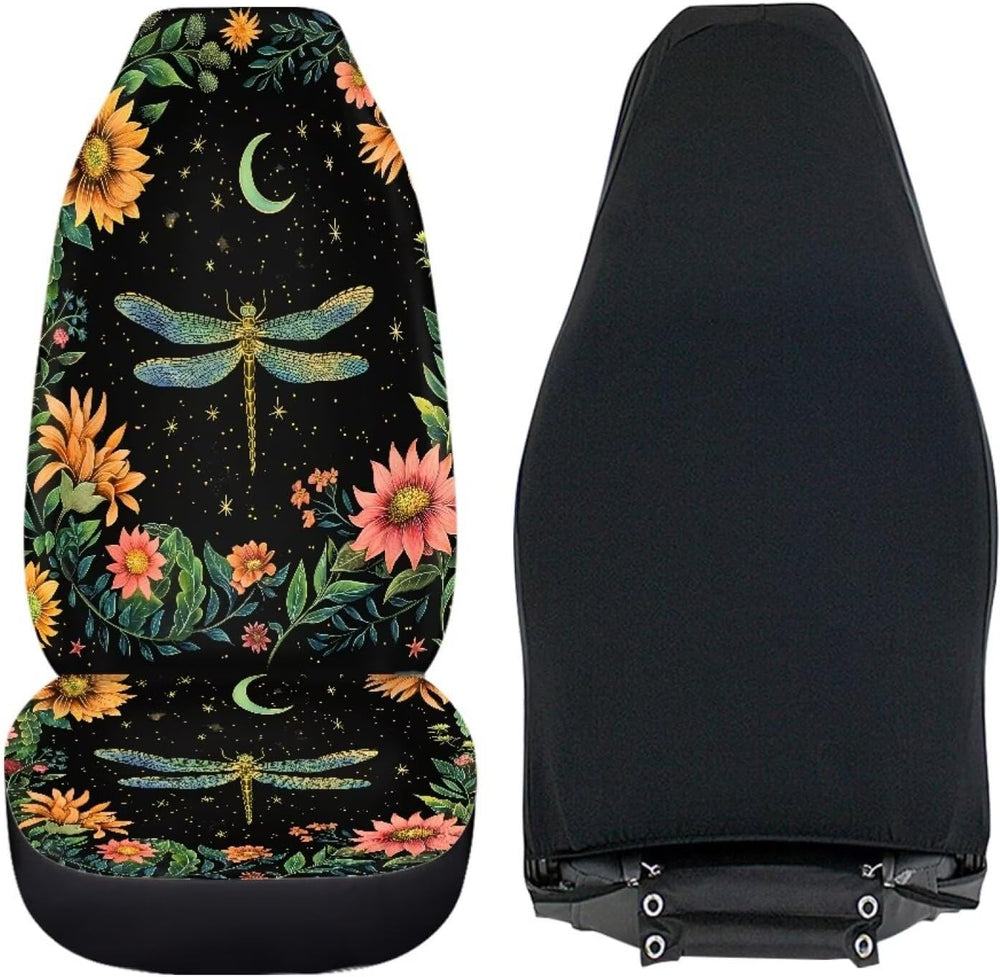 BIGCARJOB Moon Dragonfly Car Seat Cover Set Universal Car Front Seat Protecto...