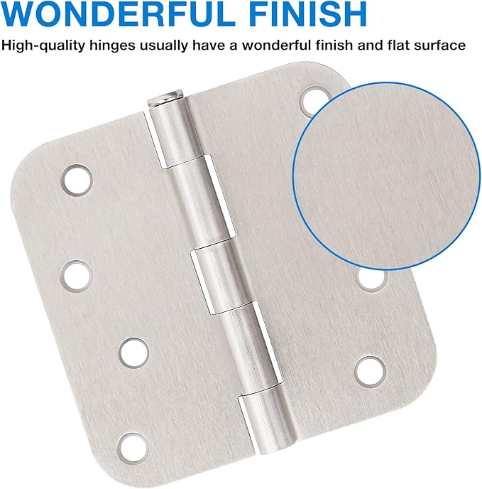 3 Pack 4 Inch Door Hinges Brushed Nickel Interior/Exterior Door Hinges Satin - Image 4