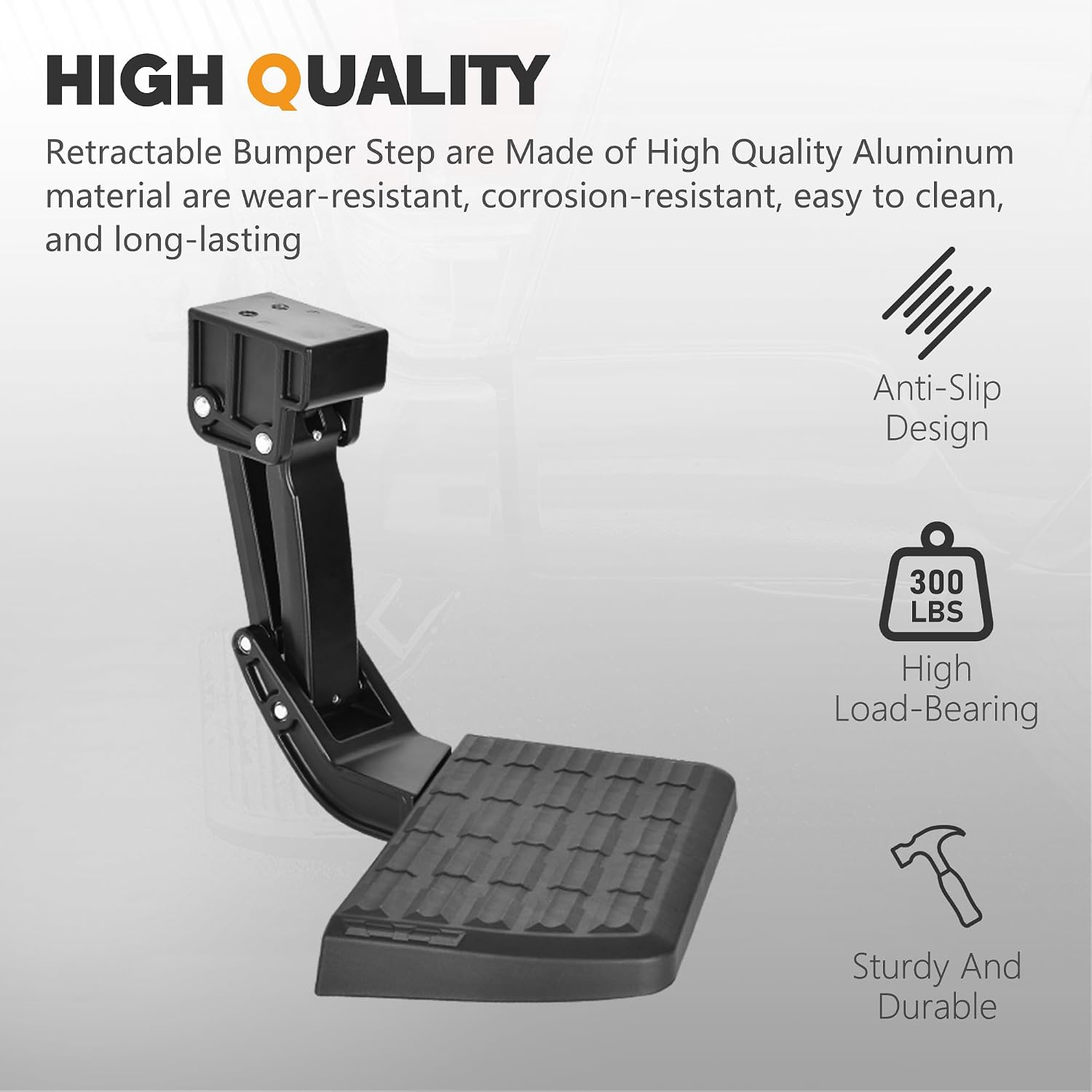 75306-01A Rear Bed Step Compatible with 2009-2018 Dodge Ram 1500, Ram 2500/3500 (Excludes Dual Exhaust & EcoDiesel Models) Retractable Bumper Tailgate Step