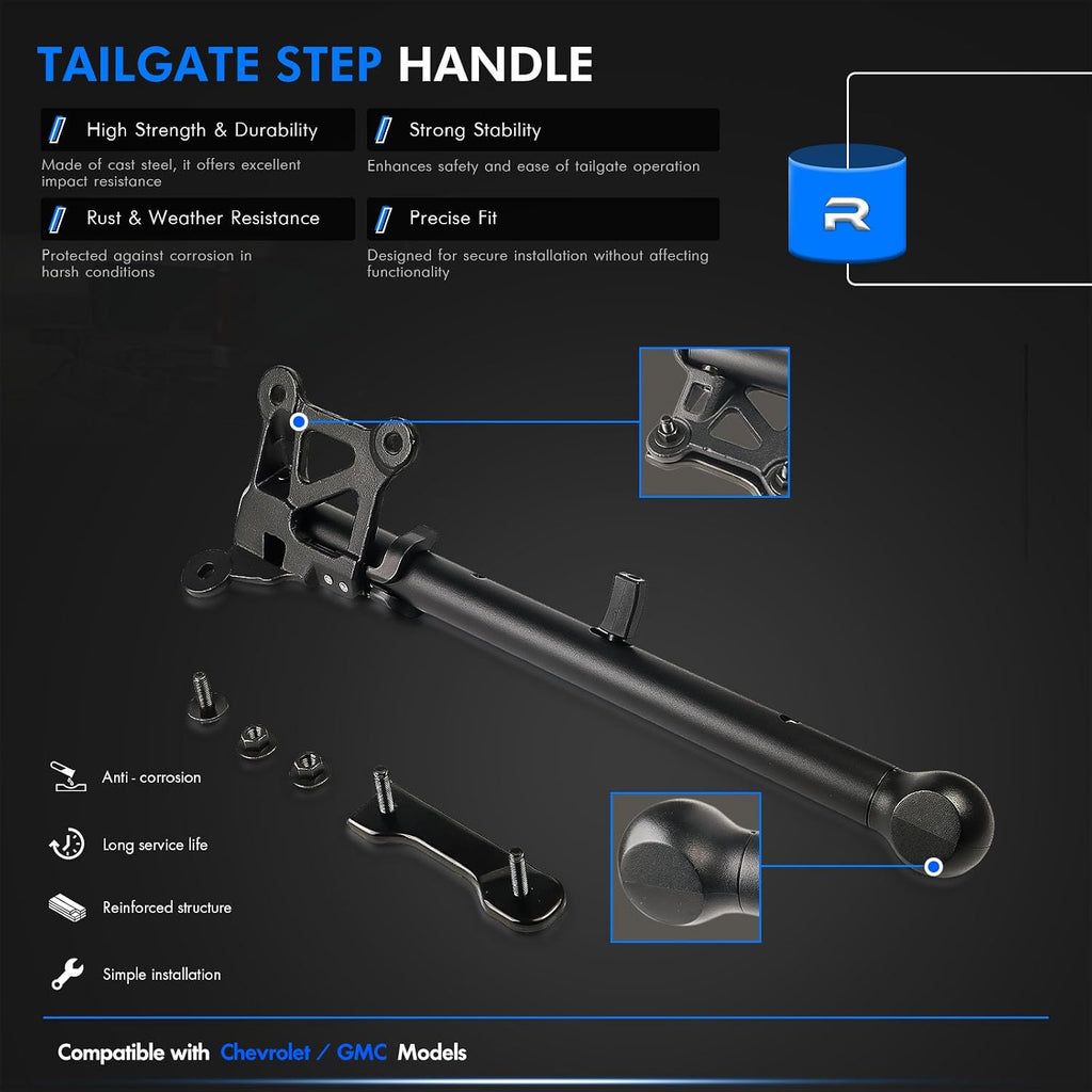 85116689 Auxiliary Tailgate Step Handle Fit for Chevy Silverado & for GMC Sierra 1500 2500 HD 3500 HD 2019-2026, Assist Handle Assembly, Pickup Box Aux E/Gate Step Armrest, W/Bracket Replace# 84338560