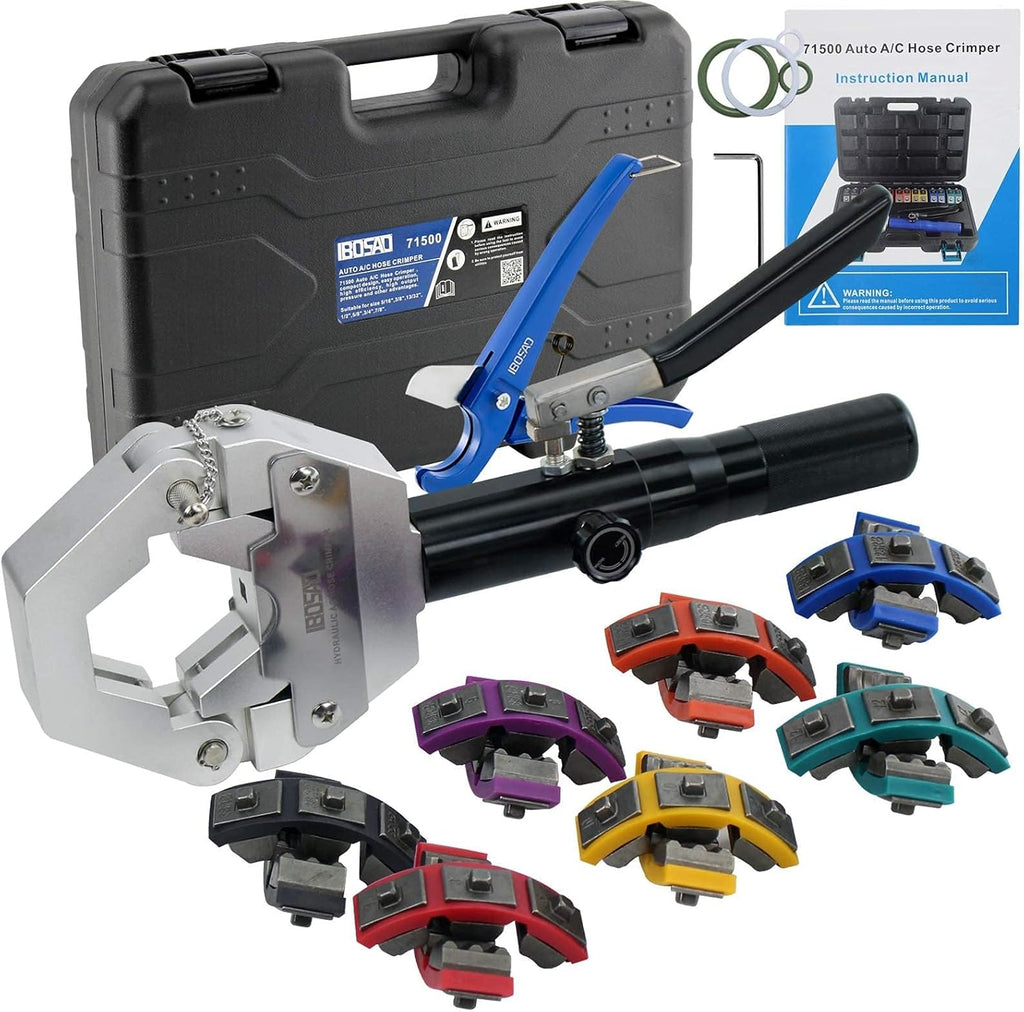 hydraulic hose crimper hydra-krimp 71500 manual a/c hose shown in use