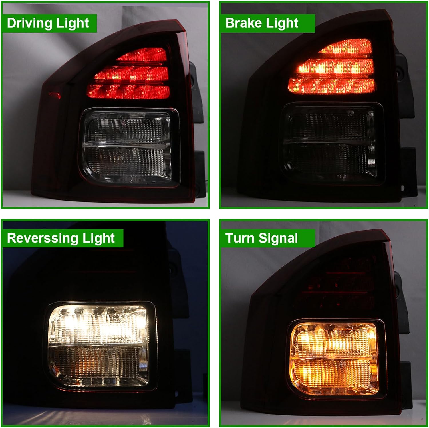 Lochnchn Tail Lights Compatible with JEEP Compass 2014-2017 Rear LED Taillights Assembly Left Driver Side Tail Lamp