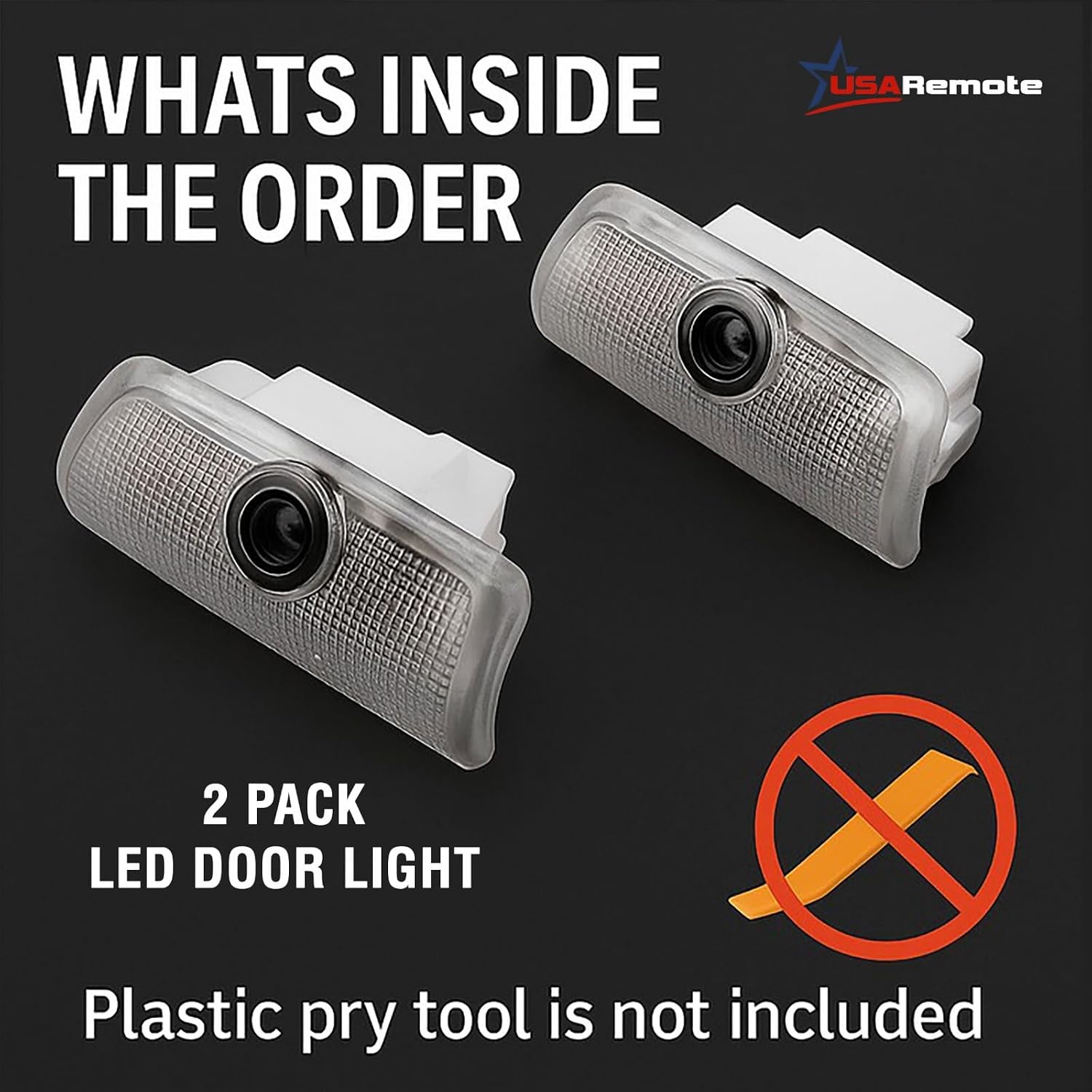 USARemote 2PCS LED Logo Projector Door Lights – Welcome Courtesy Puddle Lamps Replacement for Q50 Q60 Q70 FX35 G37 M37 – Easy Install, No Drilling, No Pry Tool Included