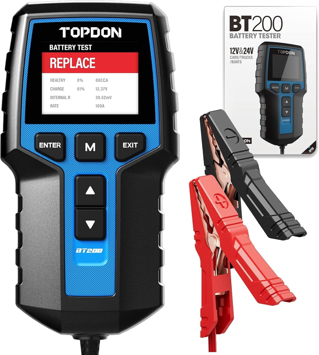 Car Battery Tester 24V 12V Load Tester, TOPDON BT200 100-2000CCA Automotive