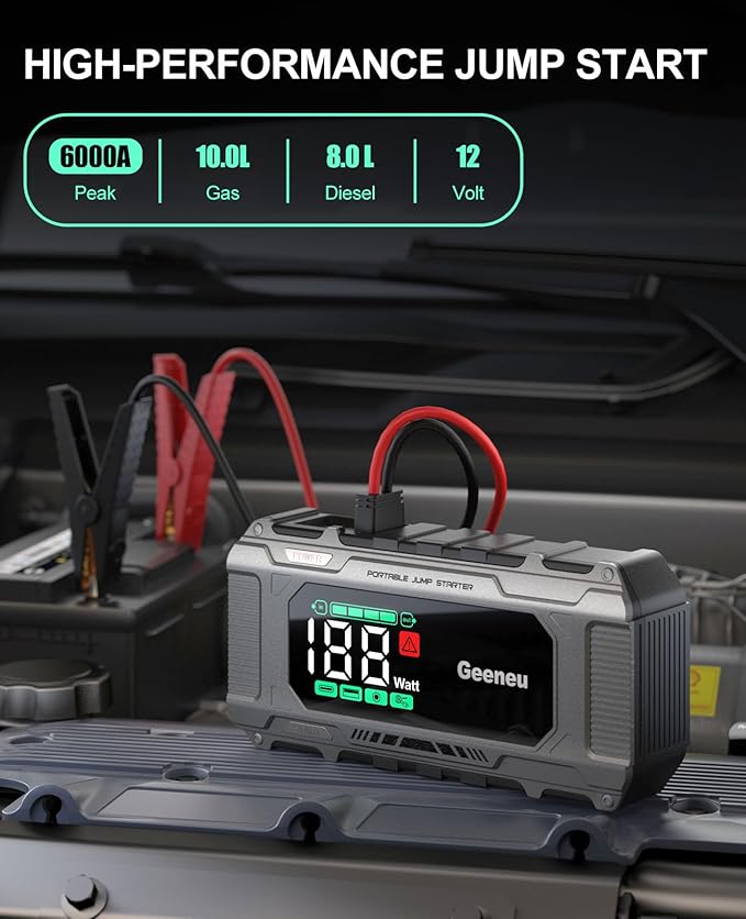 Battery Jumper Starter Portable 6000A Car Jump Starter, 12V Jump Box - Image 2