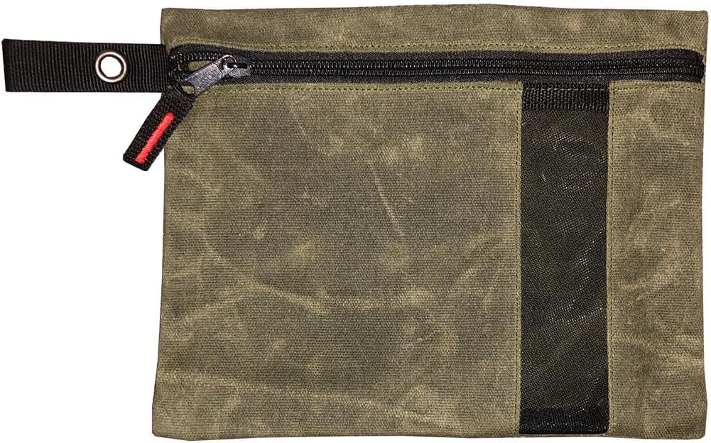 Overland Vehicle Systems Small Size 3-Bag Set of Storage Bags with Mesh Windows- #12 Waxed Canvas - Infused with Paraffin Wax Waterproofing - Universal For, Tools, Automotive, and more!