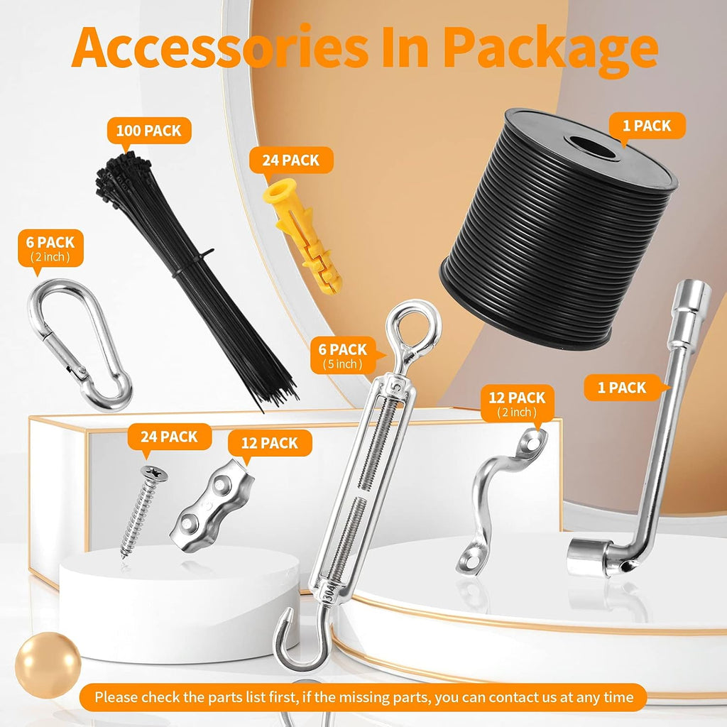 string light hanging kit,164 ft nylon coated stainless, side view