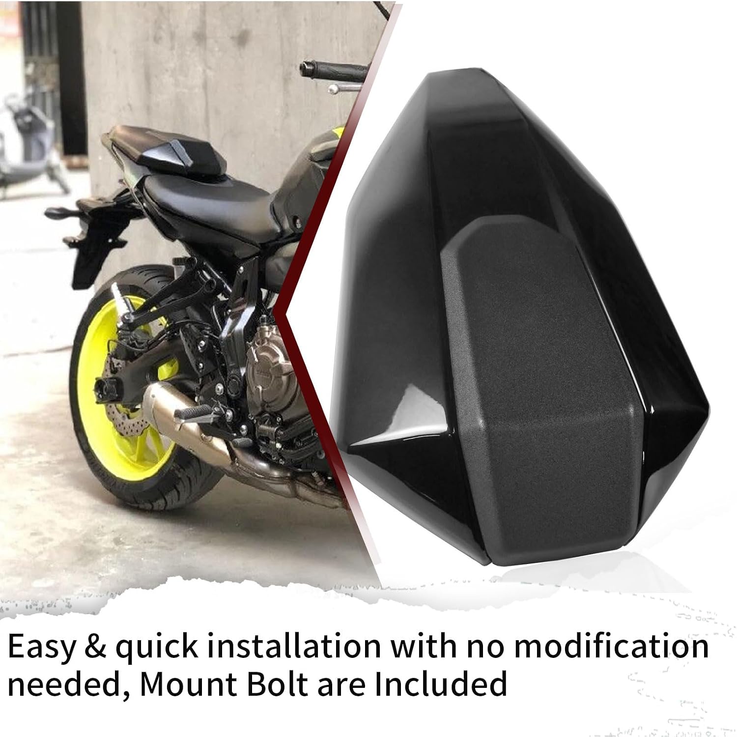 Motorcycle Rear Seat Cowl mt07 Rear Seat Cover Passenger Pillion Solo Fairing Cover Tail Section fit for Ya&m&a&ha MT07 FZ07 MT 07 FZ 07 MT-07 FZ-07 2014-2021 (Matte black)