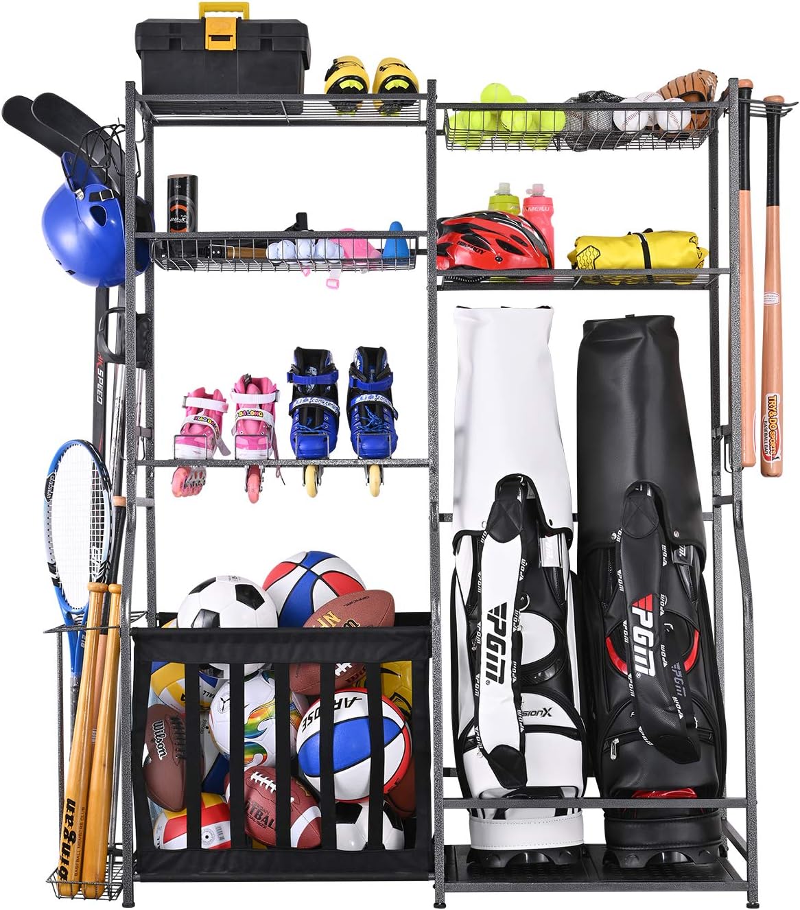 Mythinglogic Garage Sports Equipment Storage, 2 Golf Bag Storage Stand and