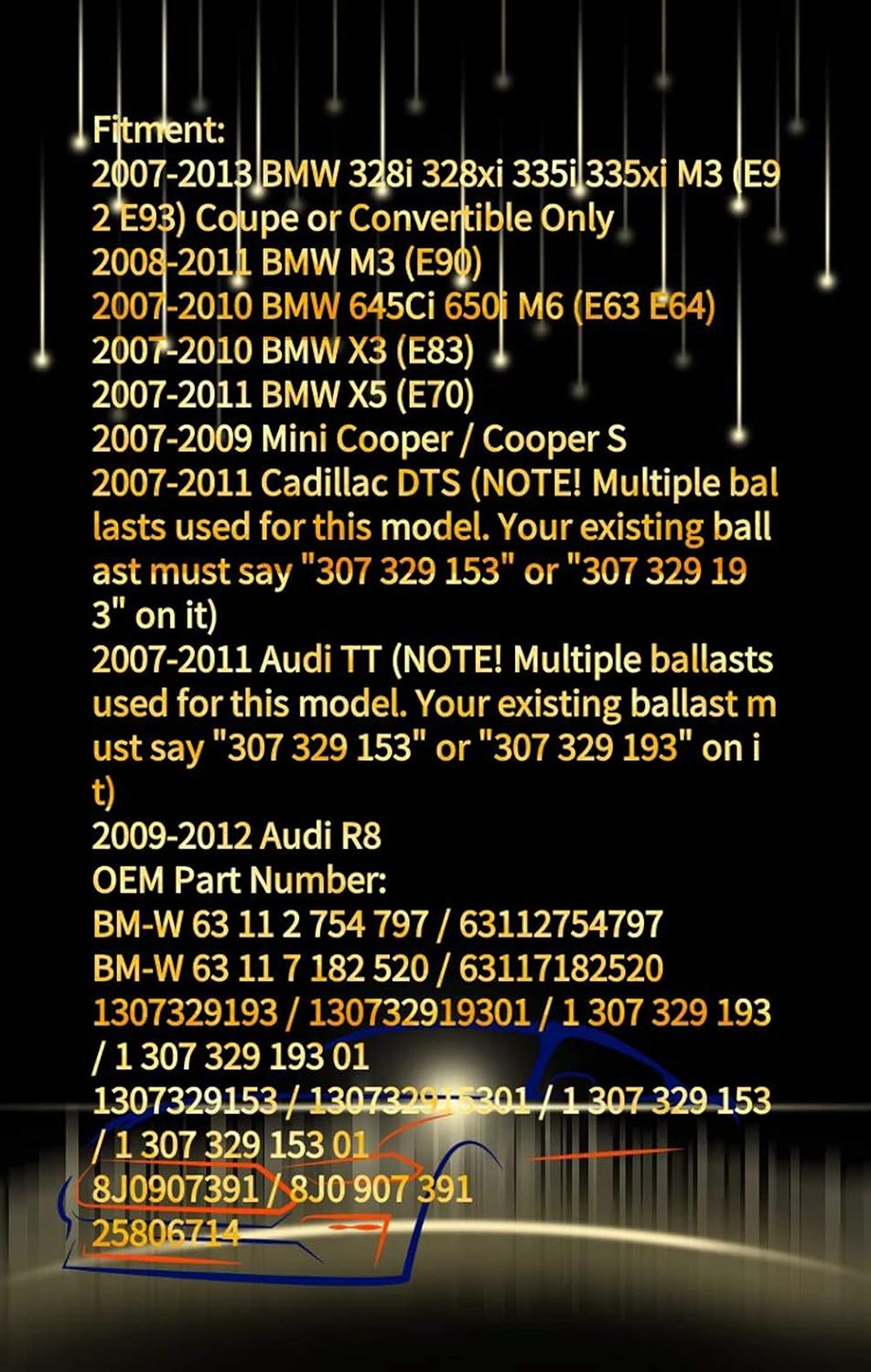1307329153 Xenon Headlight Ballast Control Unit Module with Fast Startup Safe Stability for Cadillac Mini Cooper Audi 130732915301 1307329193 130732919301