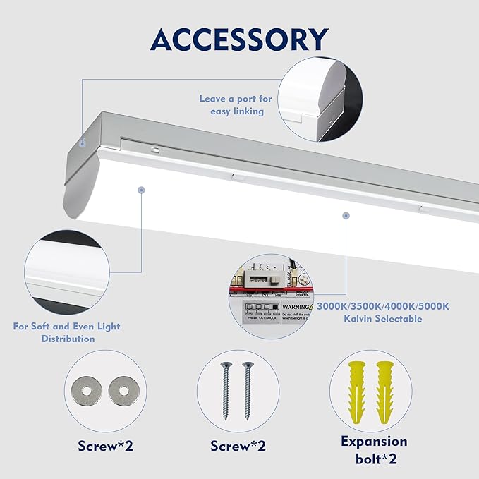 4PK 8FT LED Shop Light，Led Garage Ceiling Lights, LED Workbench Light，LED - Image 5