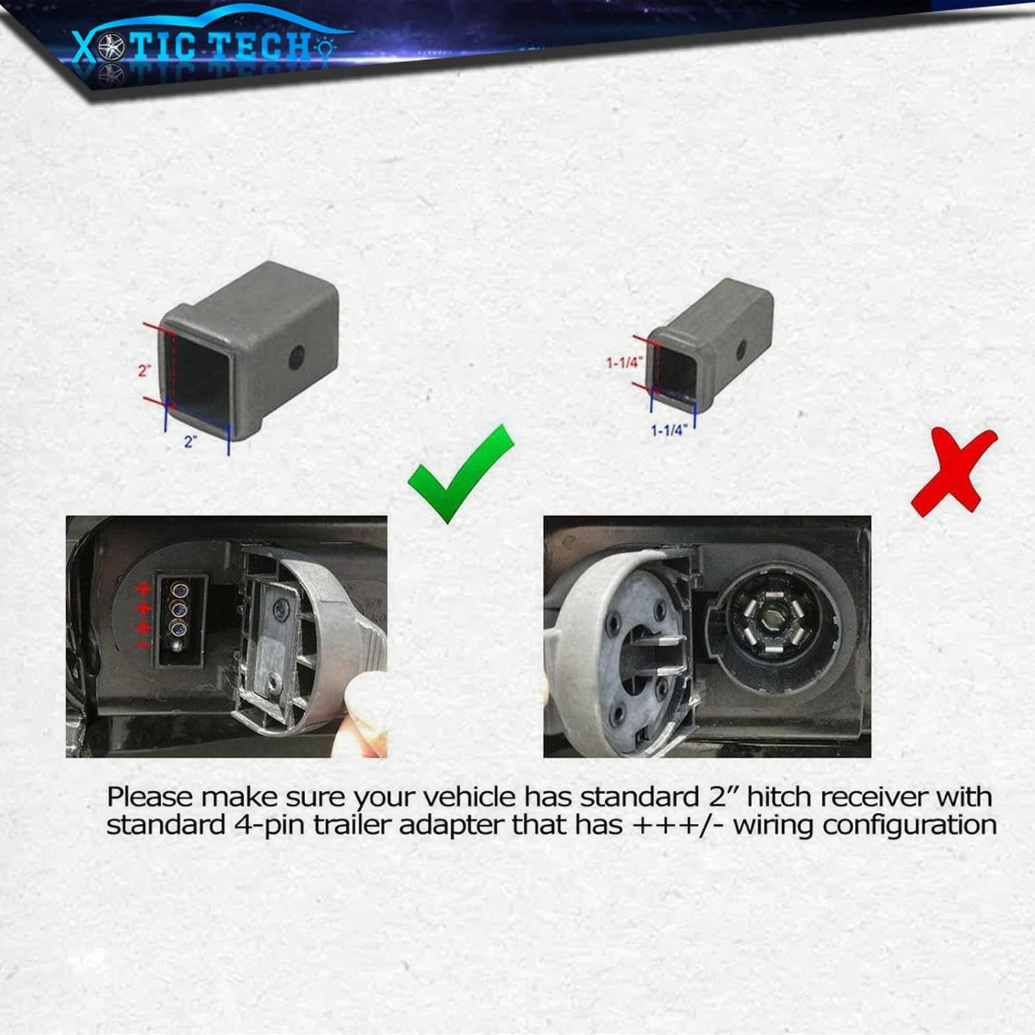 x xotic tech Smoked Lens Trailer Hitch Cover w/Trailer Adapter Hitch Pin Red Square Brake Tail Light Compatible with Truck SUV 2'' Towing Hitch Receiver, Pure Red 15-SMD (Size:3.25" x 4.33")