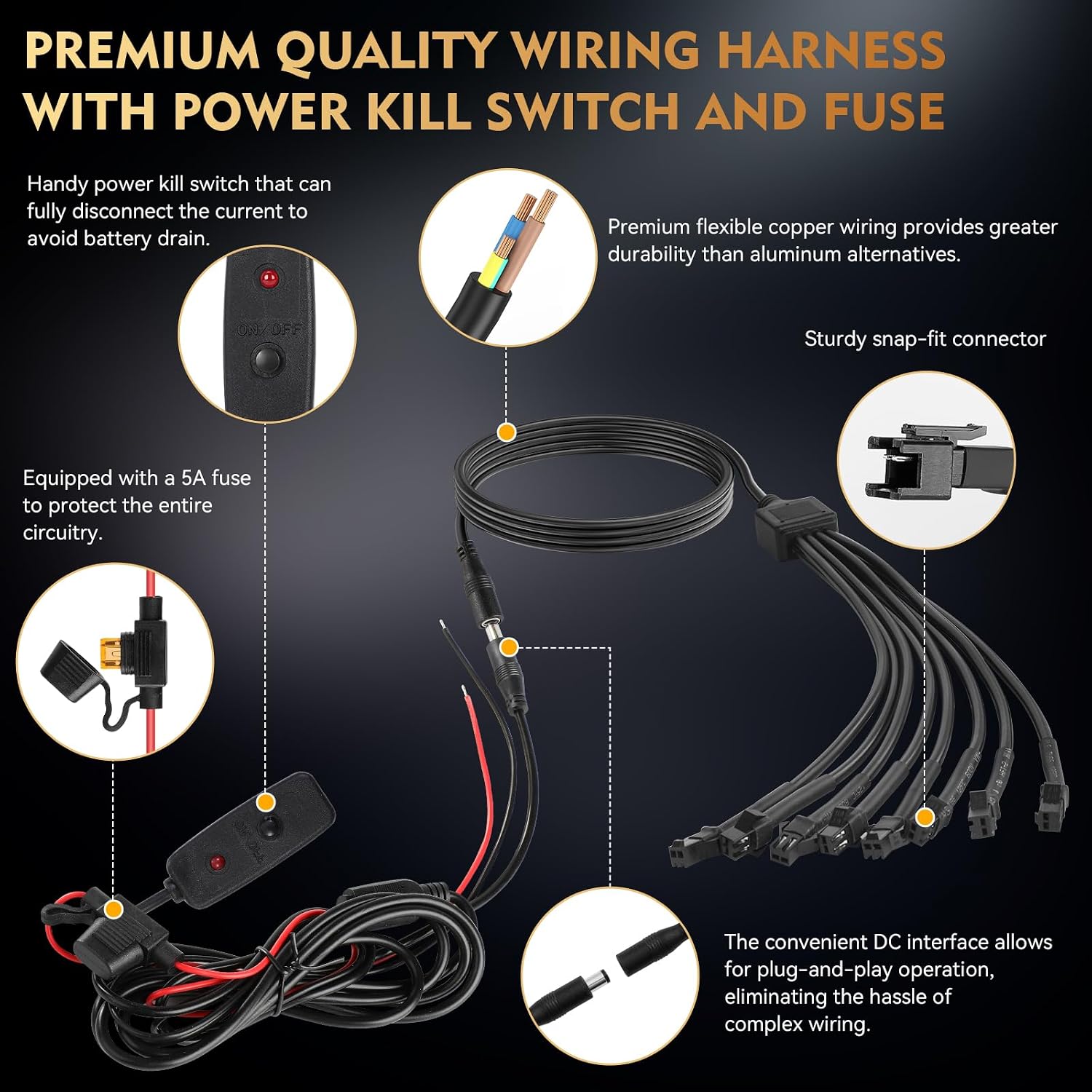 8Pods Pure White LED Rock Lights Kit Plug and Play 12V 6500K | Pre Wired Easy Install with Switch Fuse Harness Wiring Extension*4, Brights Waterproof for Jeep, UTV, RZR, ATV, Off-Road
