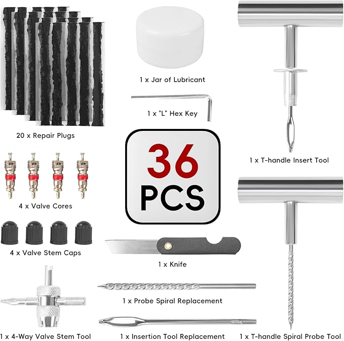 PINKJOY Tire Plug Kit with Plugs 36 Pcs - Image 2