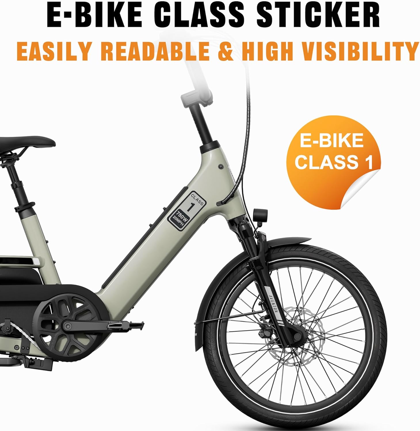 EBike Class 1 Stickers, 750W 20MPH Labels, Waterproof Decals for Electric Bicycle Frame, 6-Pack
